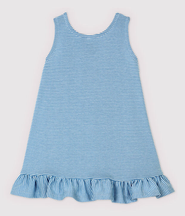 Babies' Organic Cotton Dress blue/white