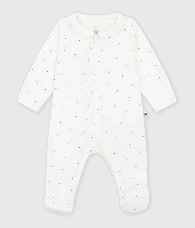 Babies' flower printed cotton pyjama suit white/multicolor