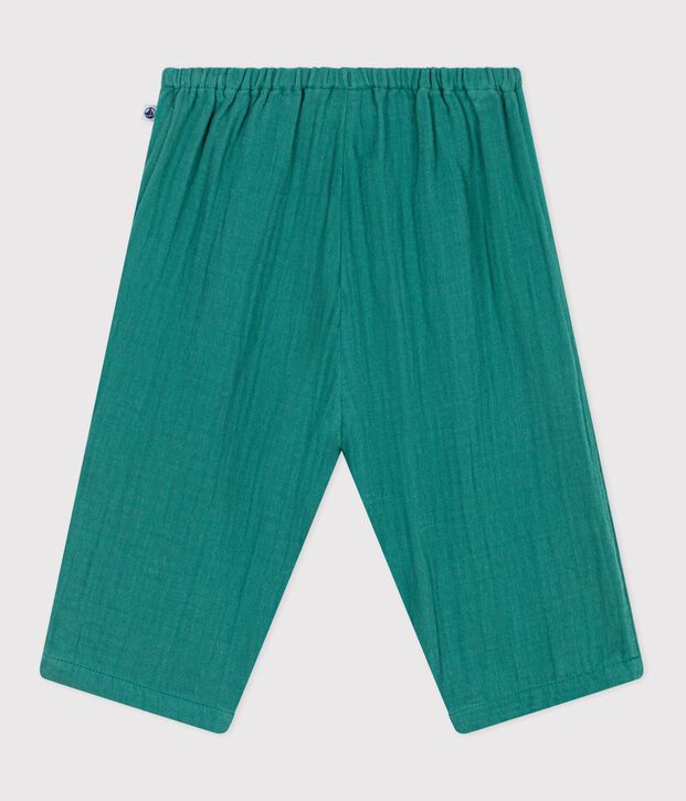 Babies' plain cotton trousers green