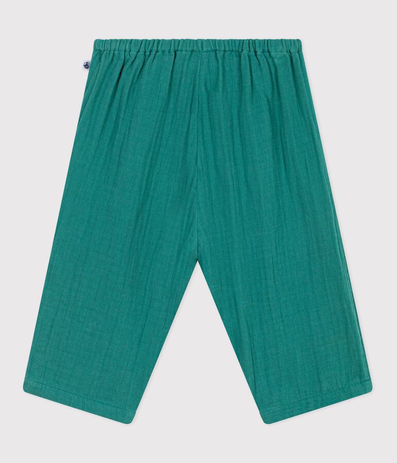 Babies' plain cotton trousers green