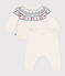 Babies' 2-piece knitted outfit with a jacquard knit cardigan MARSHMALLOW white/CHARME pink