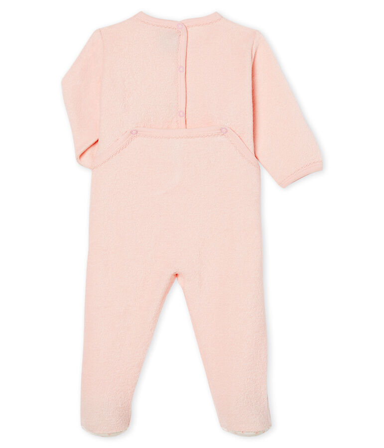 Baby Girls' Sleepsuit in Extra Warm Brushed Terry Towelling MINOIS pink