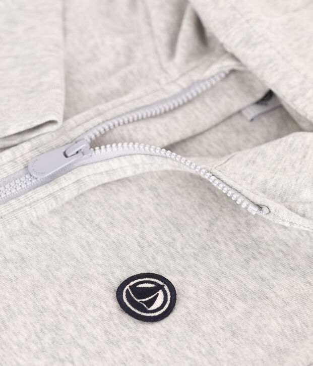 Children's plain cotton zip-up hoodie BELUGA CHINE