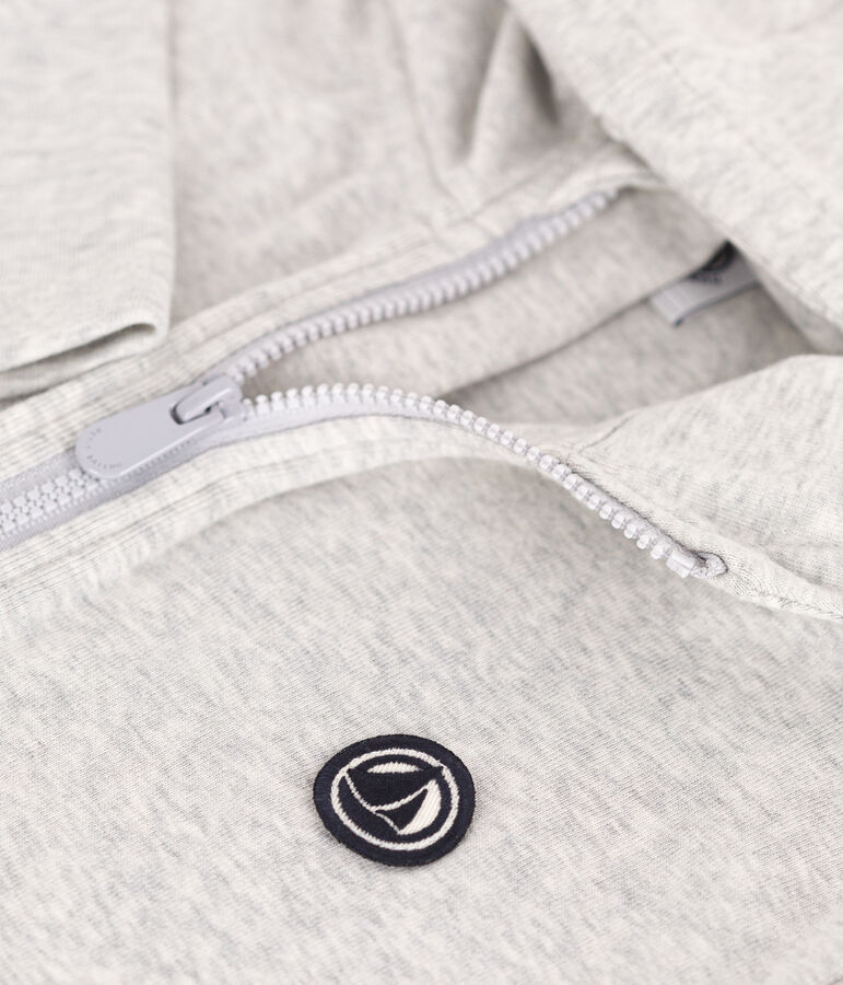 Children's plain cotton zip-up hoodie grey