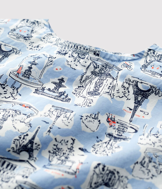 Girls' Short-Sleeved Print Blouse MARSHMALLOW white/MULTICO white
