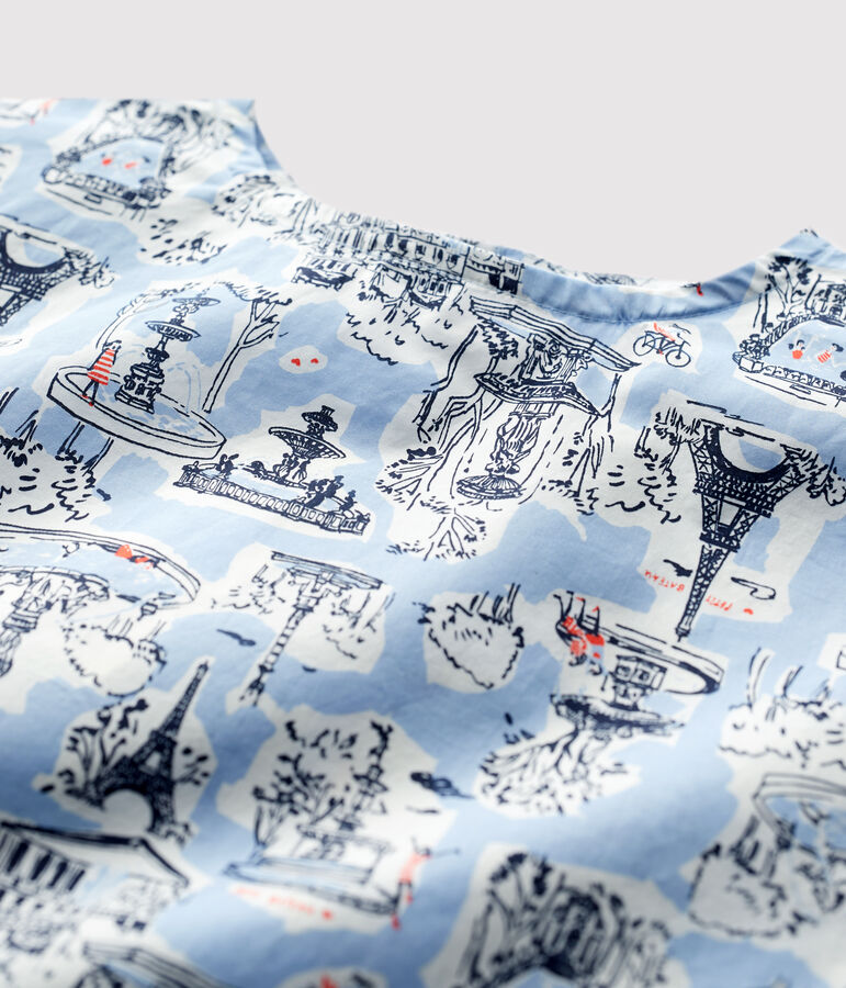 Girls' Short-Sleeved Print Blouse white/multicolor