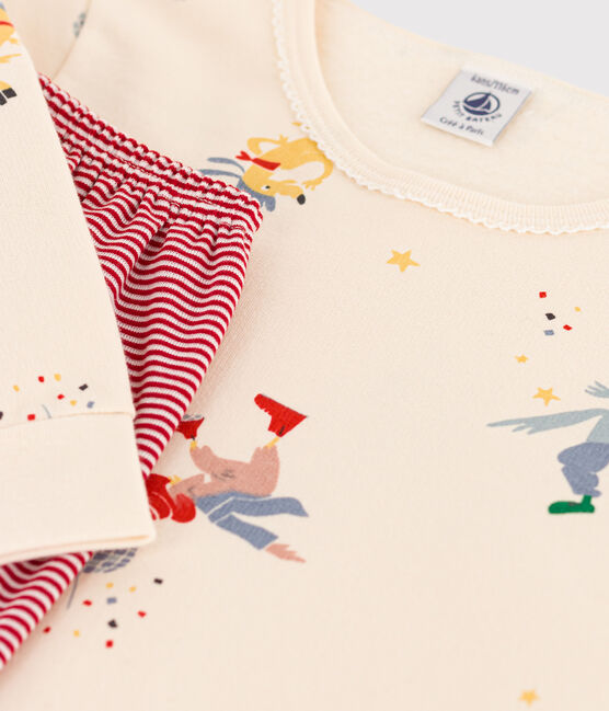 Girls' Glow-In-The-Dark Fleece and Cotton Nightdress AVALANCHE white/MULTICO