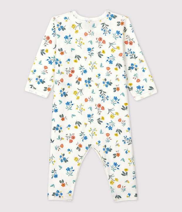 Babies' Floral Footless Cotton Sleepsuit white/multicolor