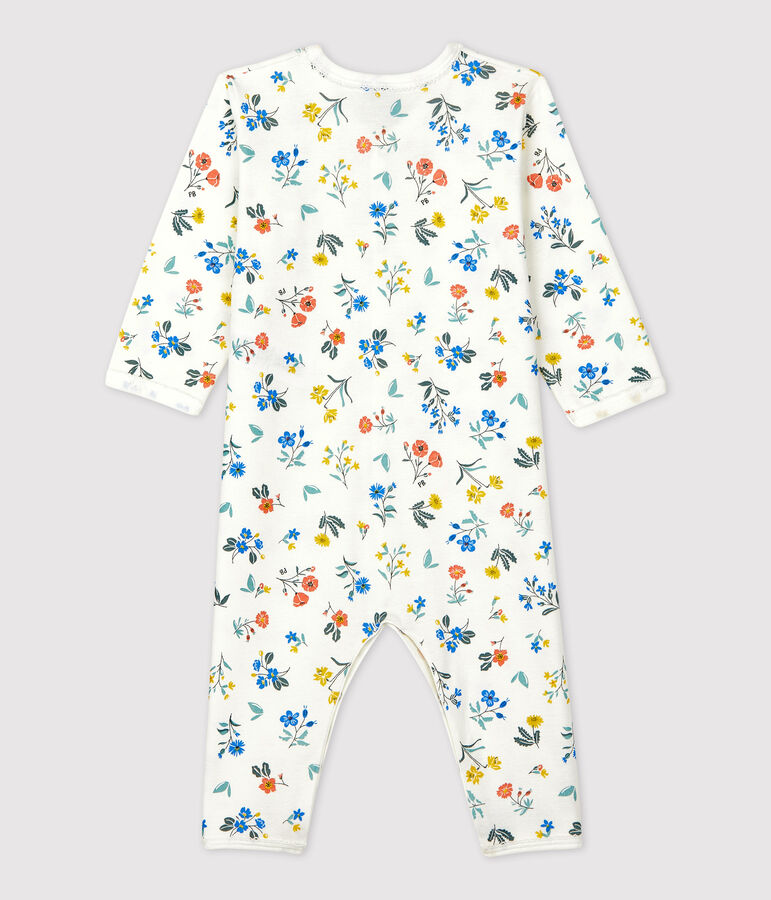 Babies' Floral Footless Cotton Sleepsuit white/multicolor