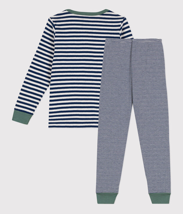 Children's Unisex Pinstriped Tube Knit Pyjamas blue/beige