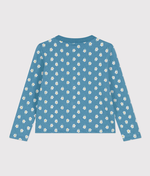 Girls' printed quilted tube knit cardigan blue/multicolor