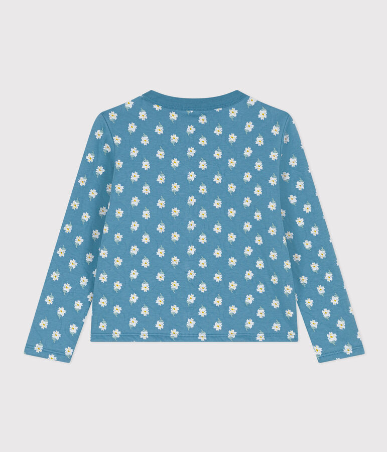 Girls' printed quilted tube knit cardigan blue/multicolor