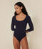 Women's cotton and in elastane bodysuit SMOKING blue
