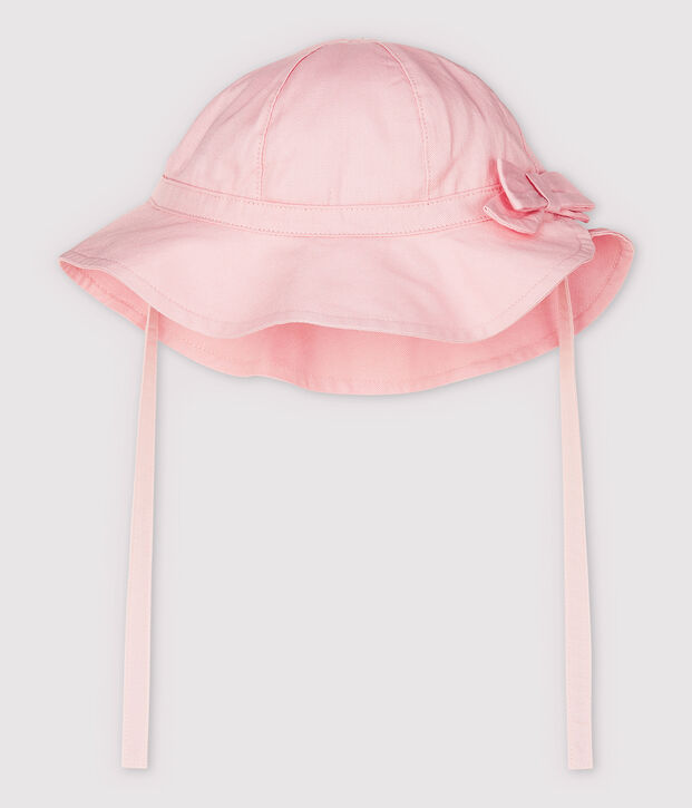 Baby Girls' Plain Twill Floppy Hat with Bow pink