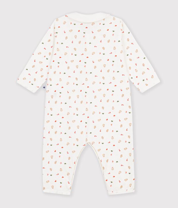 Babies' footless printed cotton pyjama suit white/multicolor
