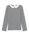 Girls' long-sleeved ribbed T-shirt SMOKING blue/COQUILLE beige