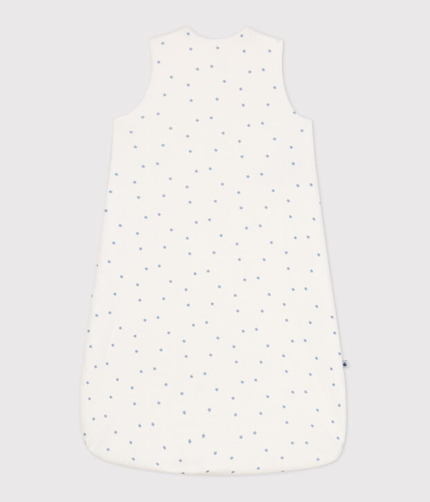 Baby sleeping bag in printed cotton TOG 1.5 white/blue
