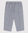 Babies' Striped Cotton Trousers MEDIEVAL blue/MARSHMALLOW white