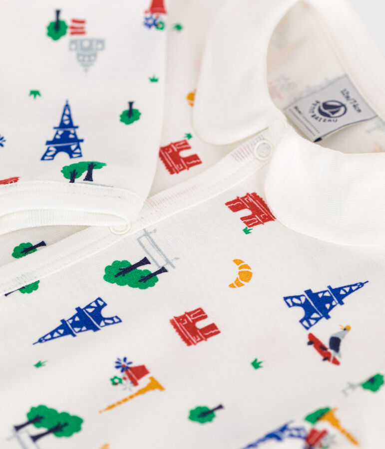 Babies' Paris Print Footless Cotton Pyjamas white/multicolor