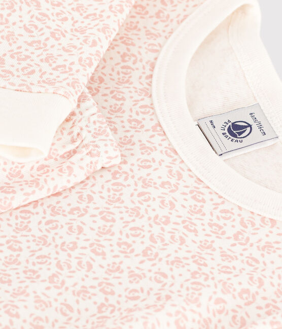 Children's Pyjamas in Flower Print Cotton MARSHMALLOW /PANTY