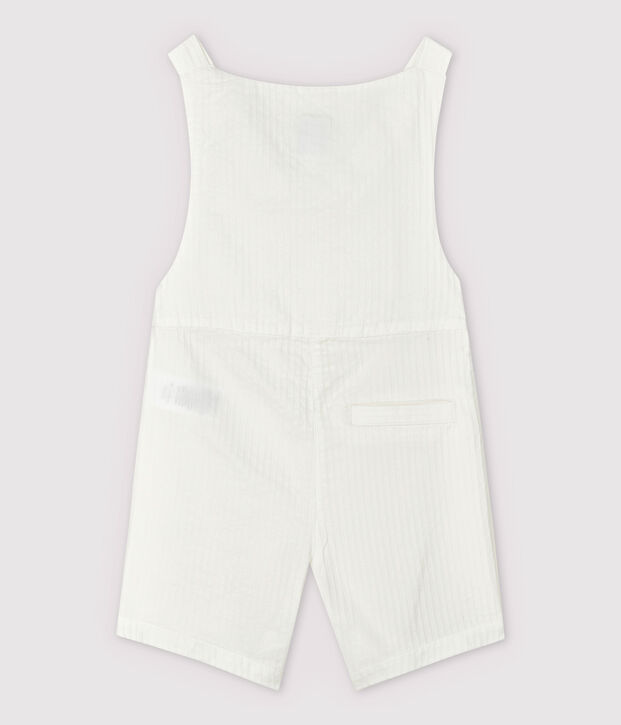 Baby Boys' Striped Poplin Dungaree Shorts white
