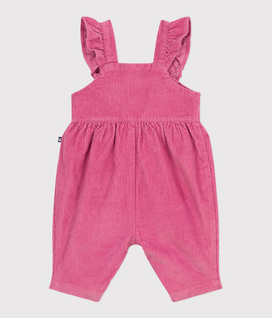 Babies' dungarees in plain corduroy with ruffles and long legs BOUDOIR