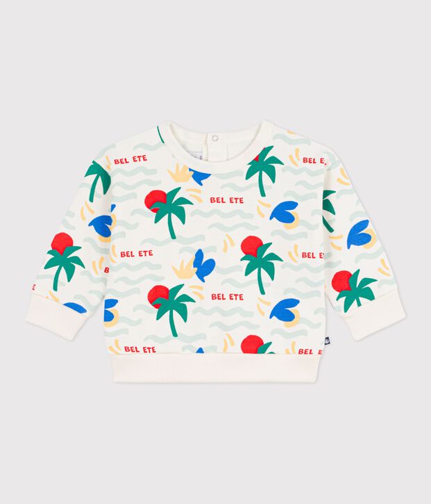 Babies' printed cotton hooded sweatshirt Ecru/multicolor