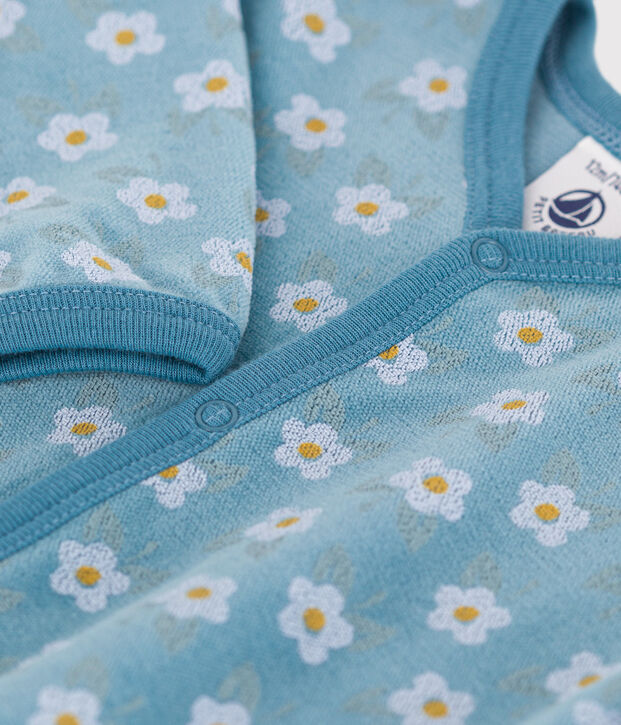 Babies' Floral Velour Pyjamas blue/multicolor