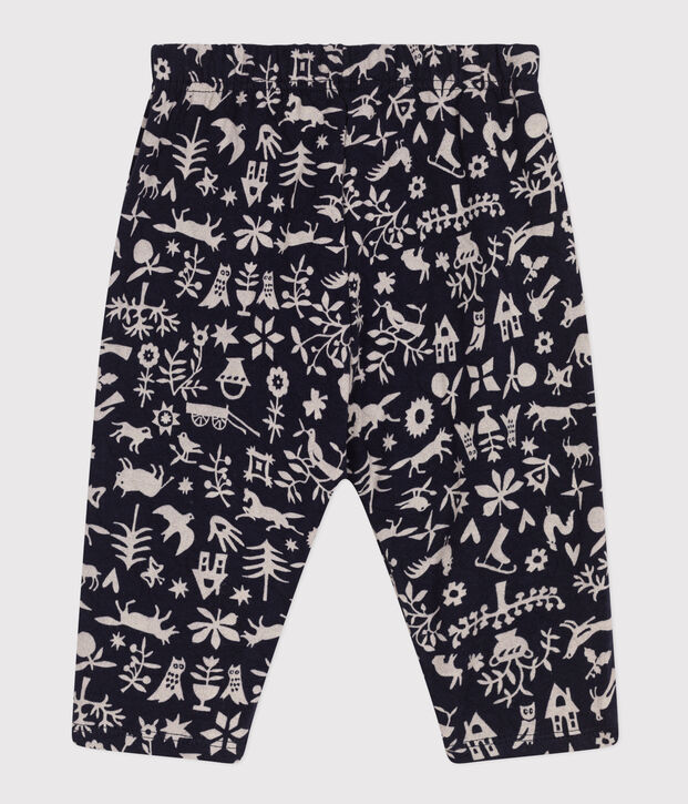 Babies' Patterned Quilted Tube-Knit Trousers blue/ecru