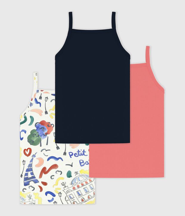 Pack of children's strappy Opera print cotton tops multicolor