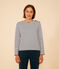 Women's Buttoned Cotton Breton Top MARSHMALLOW white/SMOKING blue