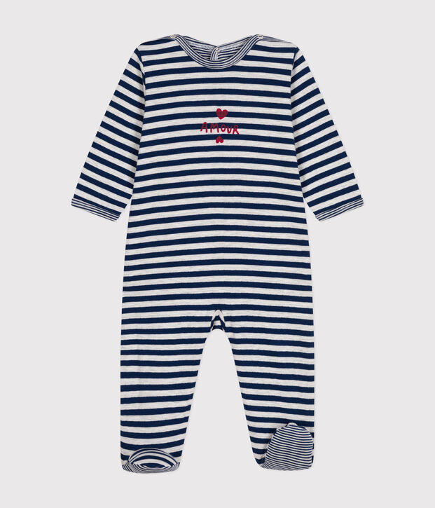 Babies' Stripy Tube Knit Pyjamas blue/beige