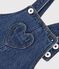 Babies' long-leg denim dungarees with a heart-shaped pocket blue