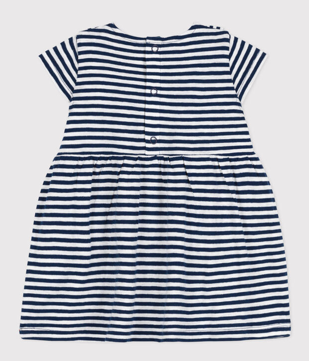 Babies' Striped Short-Sleeved Slub Jersey Dress blue/white