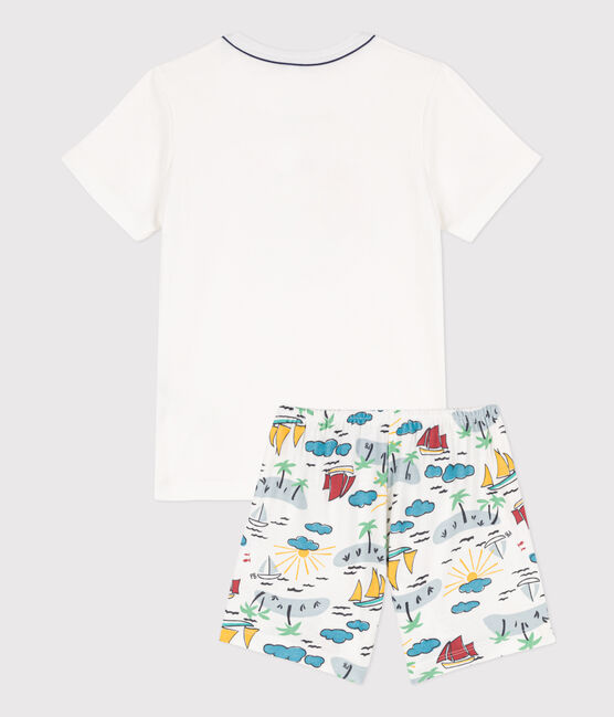 Children's Unisex Short Cotton Explorer Pyjamas MARSHMALLOW white/MULTICO white