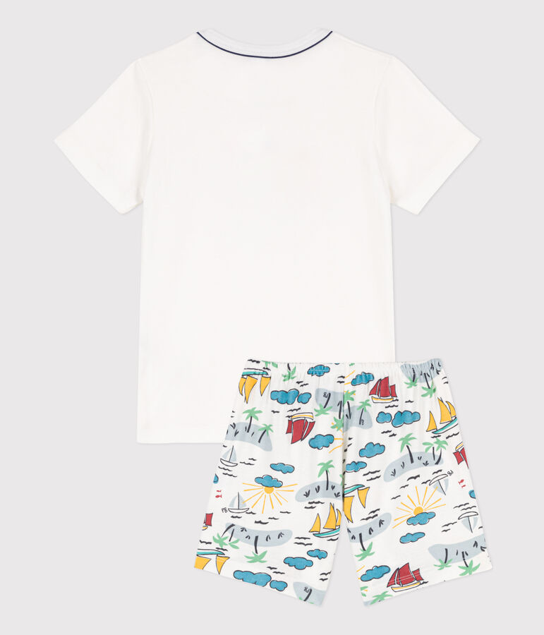 Children's Unisex Short Cotton Explorer Pyjamas white/multicolor