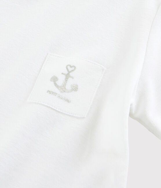 Girls' silkscreen print T-shirt ECUME white