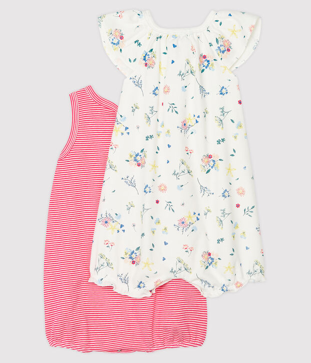 Baby Girls' Ribbed Playsuit - 2-Pack multicolor