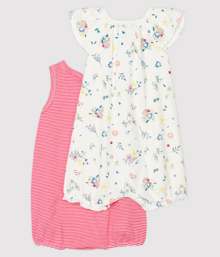 Baby Girls' Ribbed Playsuit - 2-Pack multicolor