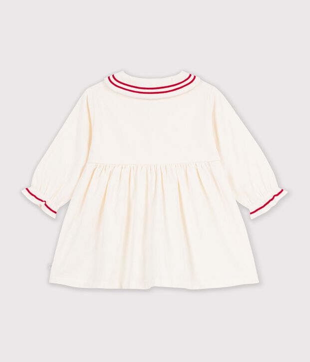 Babies' long-sleeved plain corduroy dress MILK