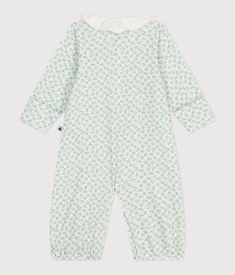 Babies' floral cotton one-piece/sleep sack white/multicolor