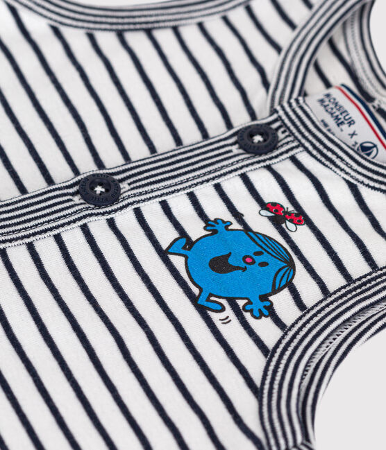 Babies' Mr. Men and Little Miss cotton playsuit MARSHMALLOW white/SMOKING blue