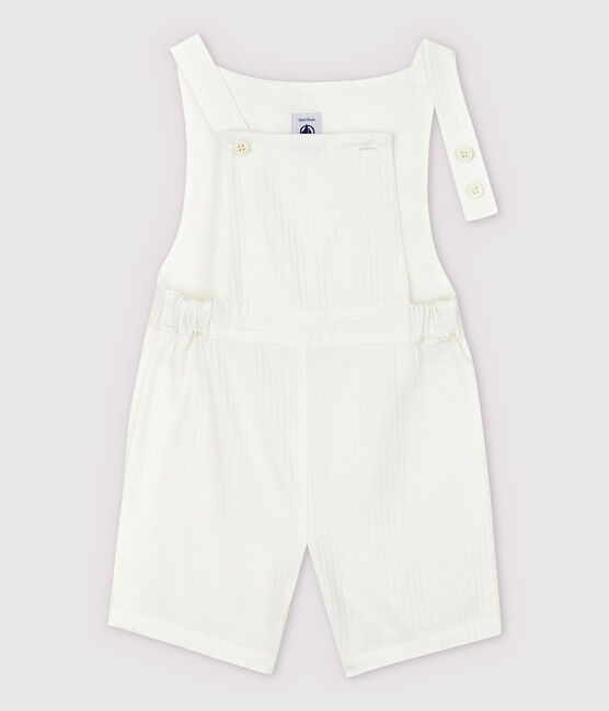 Baby Boys' Striped Poplin Dungaree Shorts MARSHMALLOW white