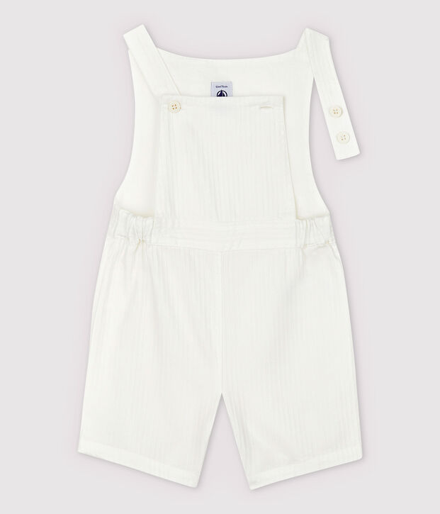Baby Boys' Striped Poplin Dungaree Shorts white