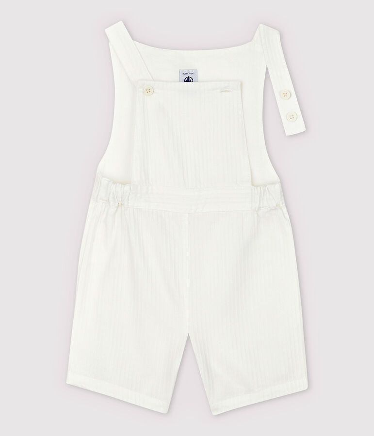 Baby Boys' Striped Poplin Dungaree Shorts MARSHMALLOW white