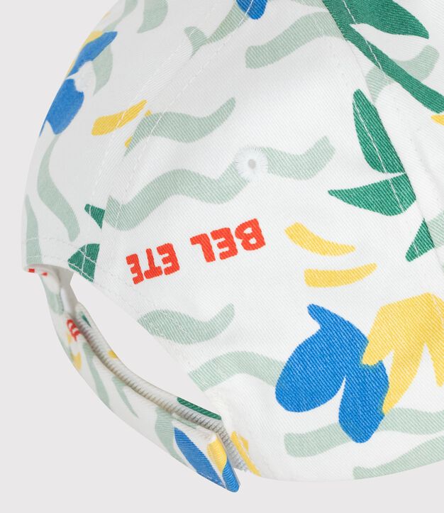 Children's cotton cap with a palm tree print Ecru/multicolor