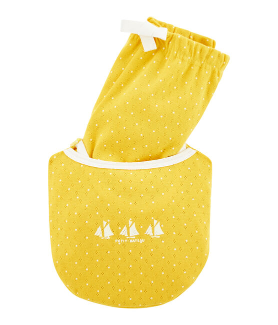 Girls' short Pyjamas HONEY yellow/MARSHMALLOW white