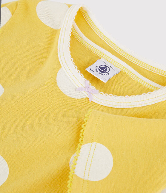 Children's Polka Dot Ribbed Short Pyjamas BLE yellow/ECUME white