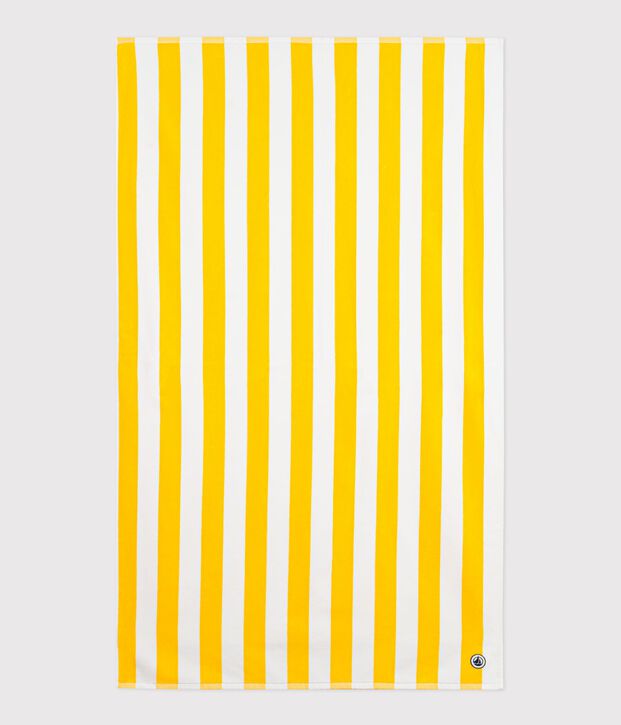 Striped cotton terry beach towel yellow/white
