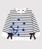 Baby Girls' Long-Sleeved Jersey Breton Top MARSHMALLOW white/SMOKING blue